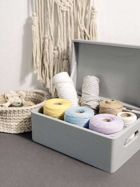 Creative Deco Gray Large Wooden Storage Box 30 X 20 X 14 Cm + 1 Cm Handles Lid Decorative Chest Perfect Documents Memorabilia Toys Tools