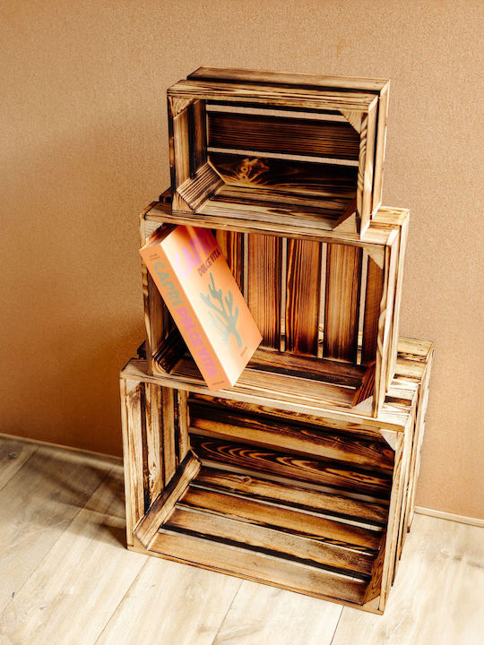 Creative Deco Burnt Wooden Chest 30 X 20 X 15 Cm Vintage Style Burnt Wooden Box Perfect Storage Gift Decoration Diy Documents Toys Tools