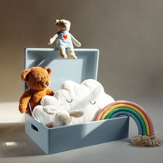 Creative Deco Xl Blue Large Wooden Storage Box 40 X 30 X 14 Cm + 1 Cm Handles Lid Decorative Chest Perfect Documents Keepsakes Toys Tools
