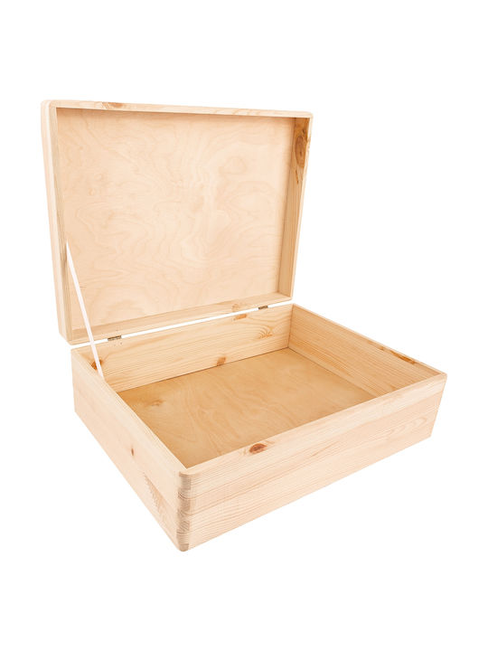 Cutie Mare din Lemn Creative Deco XL cu Capac și Încuietoare 40 x 30 x 14 cm + 1 cm Fără Mânere Cufăr din Lemn Documente Jucării Unelte Neșlefuit Neterminat