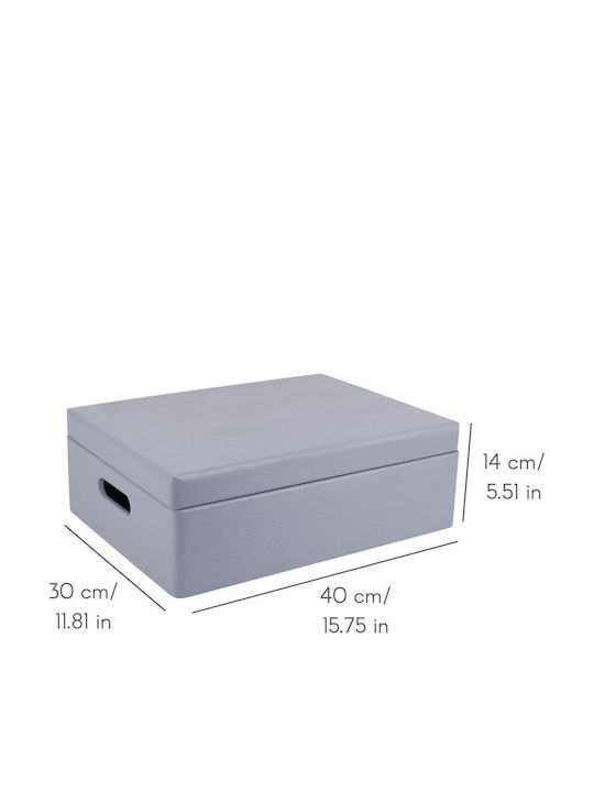 Creative Deco Xl Gray Large Wooden Storage Box 40 X 30 X 14 Cm + 1 Cm Handles Lid Decorative Chest Perfect Documents Memorabilia Toys Tools