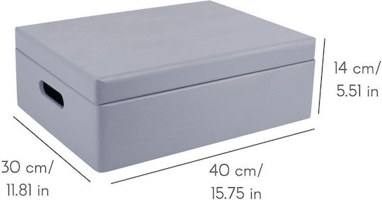 Креатив Деко XL Сива Голяма Дървена Кутия за Съхранение 40 X 30 X 14 См + 1 См Дръжки Капак Декоративен Сандък Перфектен за Документи Спомени Играчки Инструменти
