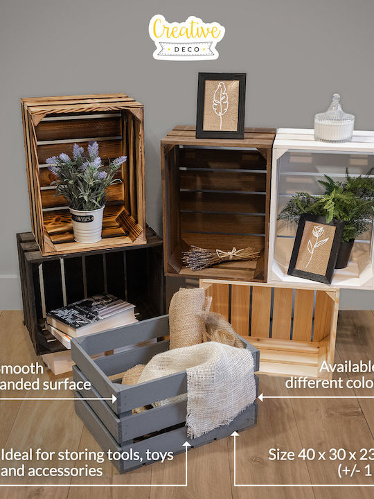 Creative Deco Wooden Chest Black 40 X 30 X 23 Cm Natural Wooden Box Perfect Storage Gift Decoration Diy Documents Tools Toys