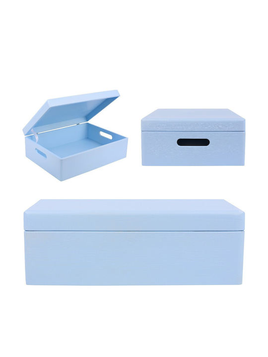 Creative Deco XL Blaue Große Holz-Aufbewahrungsbox 40 x 30 x 14 cm + 1 cm Griffe Deckel Dekorative Truhe Perfekt für Dokumente Andenken Spielzeug Werkzeuge