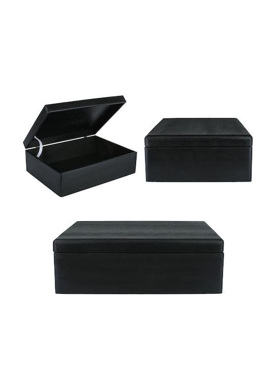 Cutie de Depozitare Mare din Lemn Creative Deco XL Neagră cu Capac 40 x 30 x 14 cm + 1 cm Fără Mânere Cufăr Decorativ Perfect pentru Documente Memorii Jucării Unelte