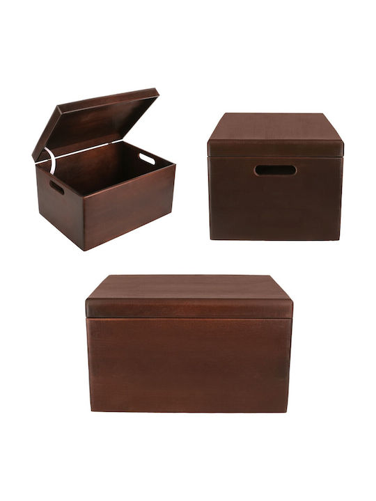 Креатив Деко XXL Кафява Голяма Дървена Кутия за Съхранение 40 x 30 x 24 см + 1 см Дръжки Капак Декоративен Сандък Перфектен за Документи Спомени Играчки Инструменти