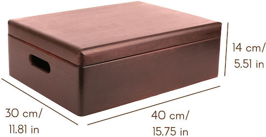Creative Deco XL Große braune Holz-Aufbewahrungsbox 40 x 30 x 14 cm + 1 cm Griffe Deckel Dekorative Truhe Perfekt für Dokumente Erinnerungsstücke Spielzeug Werkzeuge