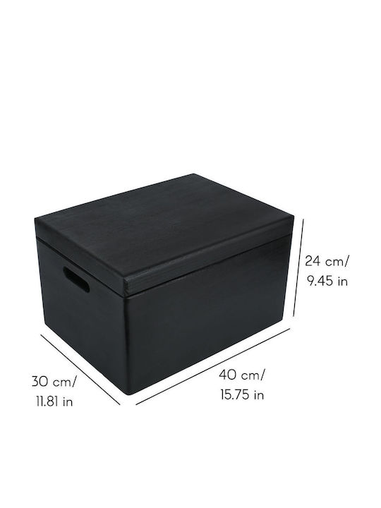 Cutie de Depozitare Mare din Lemn Creative Deco Xxl Neagră 40 X 30 X 24 Cm + 1 Cm Mânere Capac Cufăr Decorativ Perfect pentru Documente Amintiri Jucării Unelte
