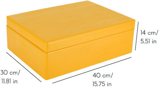 Cutie de Depozitare Mare din Lemn Creative Deco XL Galben cu Capac 40 X 30 X 14 Cm + 1 Cm Fără Mânere Cufăr Decorativ Ideal pentru Documente Amintiri Jucării Unelte