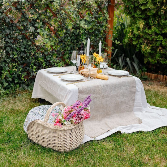 Creative Decorative Basket Wicker with Handles White 45x32x34cm