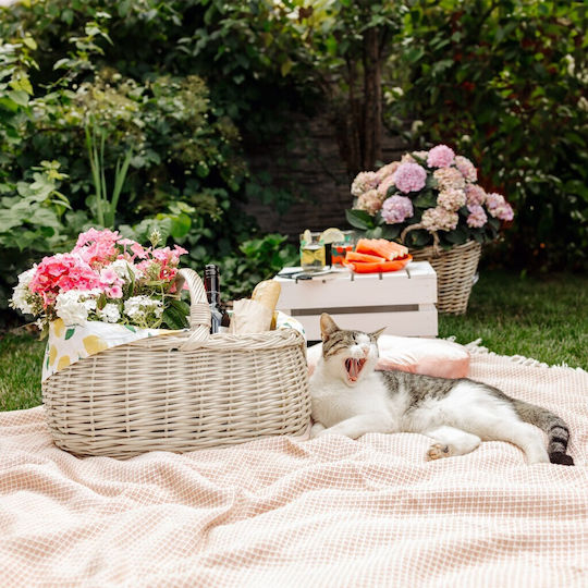 Creative Decorative Basket Wicker with Handles White 45x32x34cm