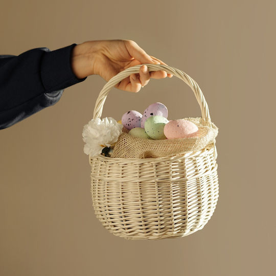Creative Decorative Basket Wicker with Handles White 22x22x26cm