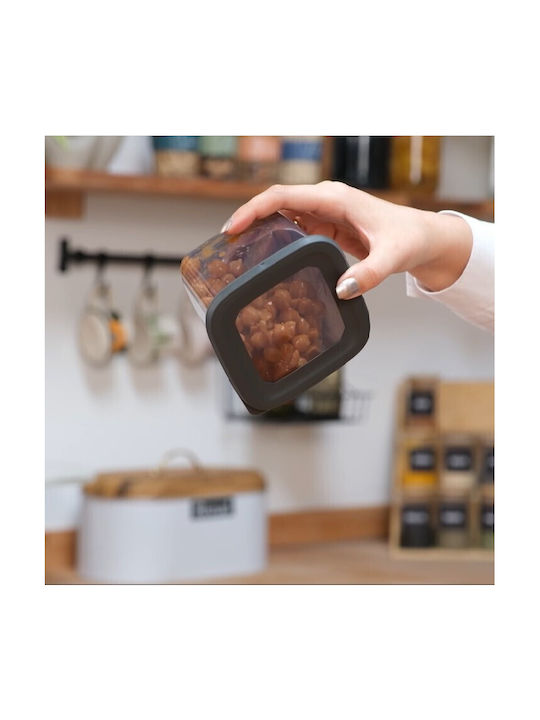 Set 12 Bucăți Vaze Pentru Paste Zahăr Cereale Cu Capac Plastic Gri 1750ml 12 Bucăți