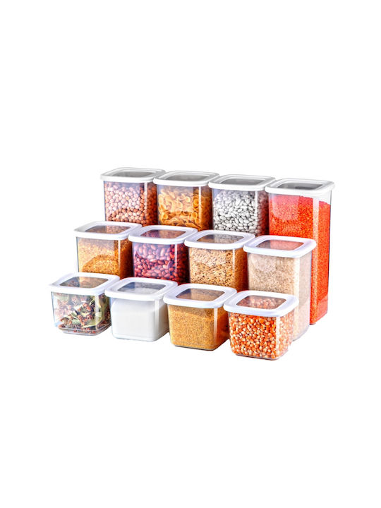 Set 12 Bucăți Vaze Pentru Paste / Zahăr / Cereale Cu Capac Plastic Transparent 1750ml 12 Bucăți