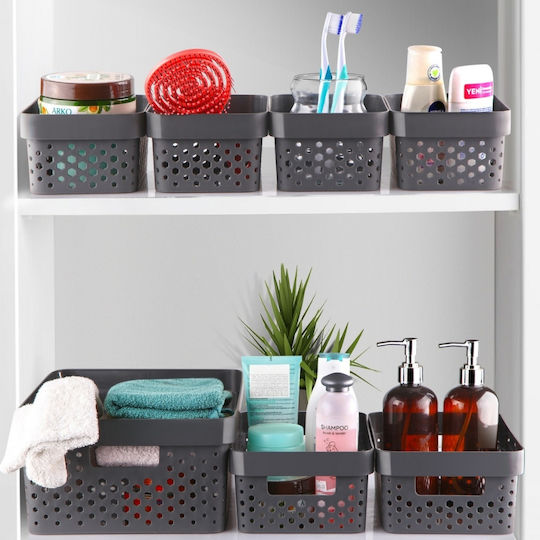 Plastic Gray Storage Basket 11lt 7 Pieces