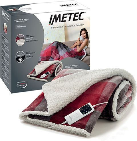 Imetec Adapto Velvet Tartan Ημίδιπλη Ηλεκτρική Κουβέρτα Πλενόμενη με Χρονοδιακόπτη Πολύχρωμη 150W 120x160εκ.