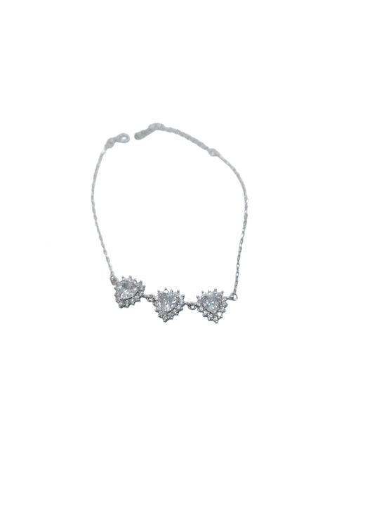 Damen Armband Silber Zirkon Herzen