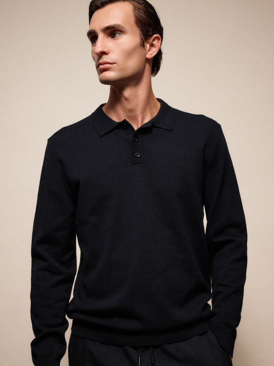 Long Sleeve Polo Shirt Black
