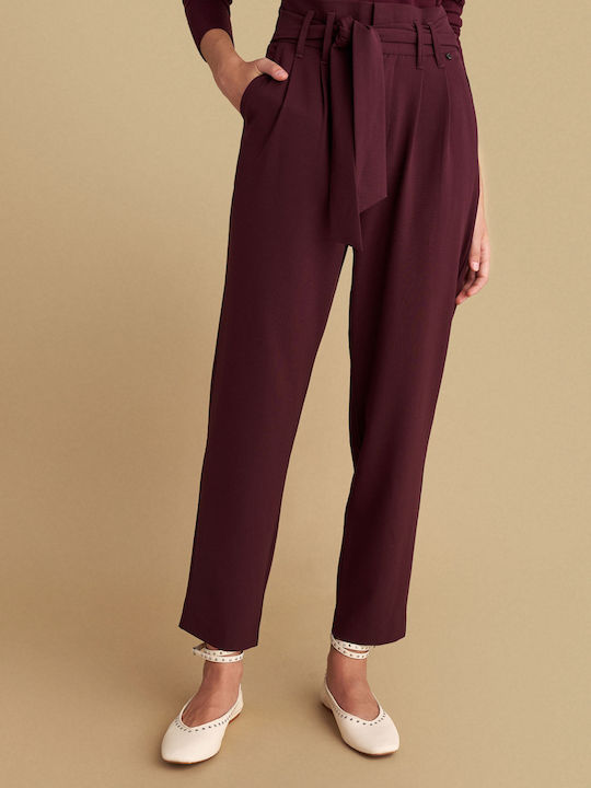 Women's High-waisted Fabric Trousers Red