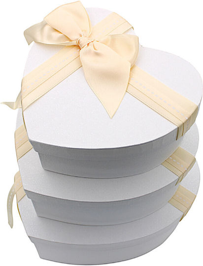 Set decorativ Hârtie Cutie pentru Cadou Alb 3buc
