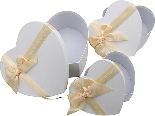 Set decorativ Hârtie Cutie pentru Cadou Alb 3buc