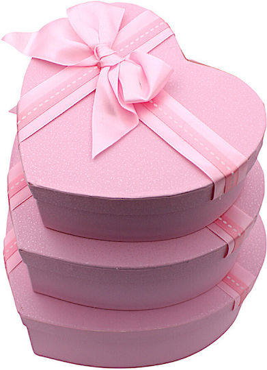 Set decorativ Hârtie Cutie pentru Cadou Roz 3buc