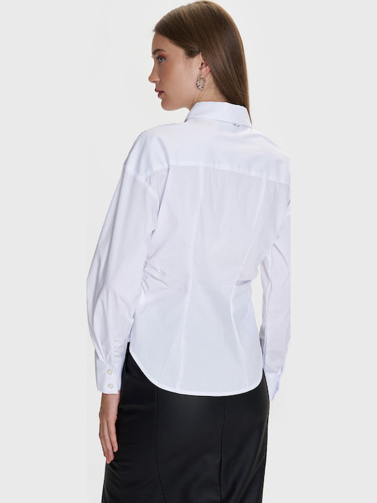 Langärmelig Damen Hemd White