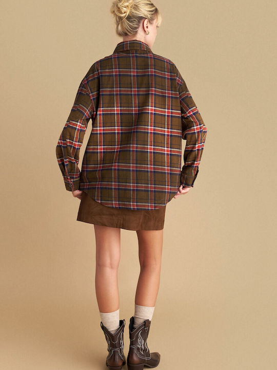 Women's Checked Long Sleeve Shirt Brown