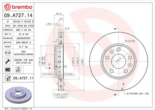 Disc de frână Brembo Dacia Duster 09a72714