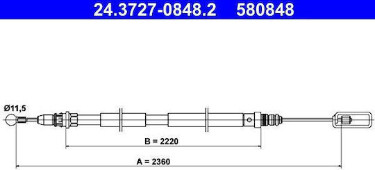 Handbrake Cable Citroen C8 Ea Eb Ate 24372708482
