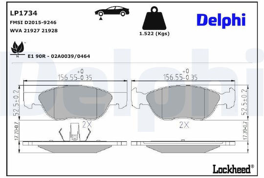 Delphi Bremsbelag Vorne für Bentley Kontinental Fiat Punkt
