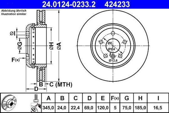 Disc de frână Bmw 5 F10 F18 Ate 24012402332
