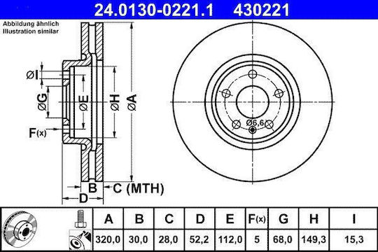 Audi A4 8k2 B8 Brake Disc Ate 24013002211