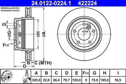 Bmw X3 E83 Ate Brake Disc 24012202241