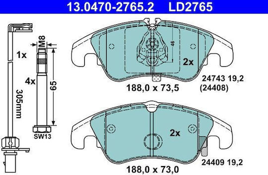 Brake Pads Audi A6 4g2 C7 4gc Ate 13047027652