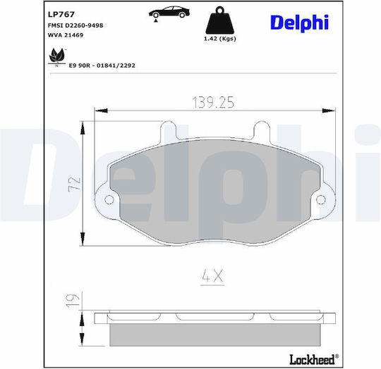 Delphi Σετ Τακάκια Εμπρός για Ford Transit