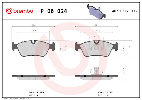 Bmw 3 E36 Brembo P06024 Brake Pads