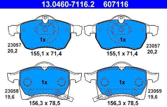 Plăcuțe de frână Opel Astra G Cabriolet F67 Ate 13046071162