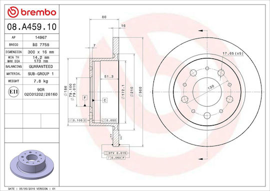 Brake Disc Citroen Jumper Bus Brembo 08a45910