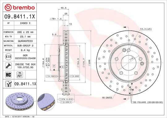 Disc de frână Mercedes-Benz SLK R171 Brembo 09.8411.1x