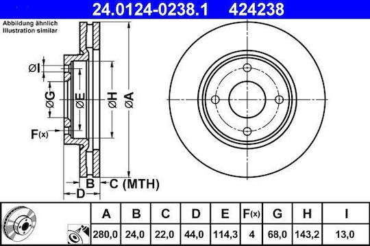 Nissan Tiida Hatchback C11x Ate 24012402381 Brake Disc