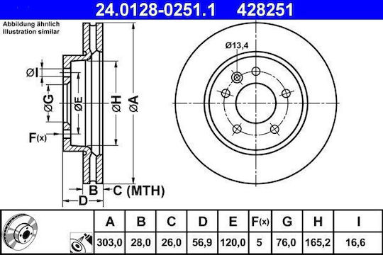 Vw Amarok 2h S1b Ate 24012802511 Brake Disc