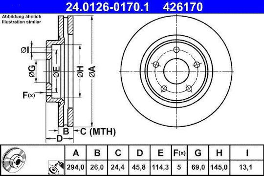 Disc de frână Chrysler Sebring Js Ate 24012601701