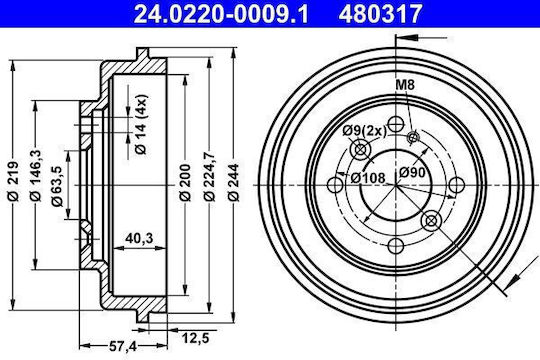 Brake Drum Ford Fiesta Vi Ate 24022000091