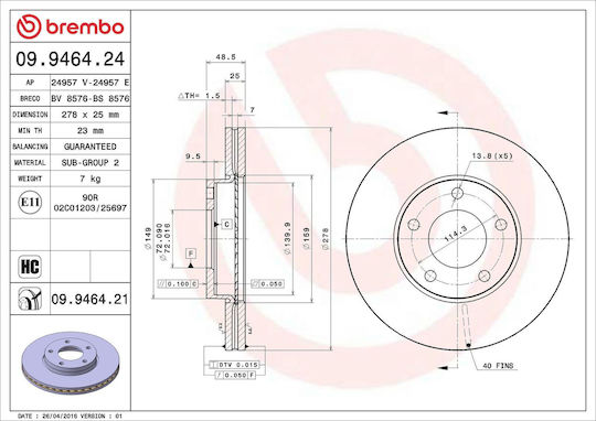 Brembo 09946421 Mazda 3 Limousine Bl Bremsscheibe