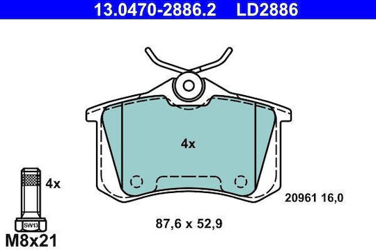 Placute de frână Audi A4 8e2 B6 Ate 13047028862