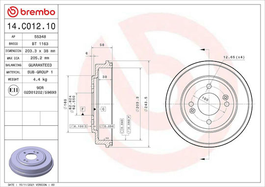 Bremsentrommel Hyundai Getz Tb Brembo 14c01210