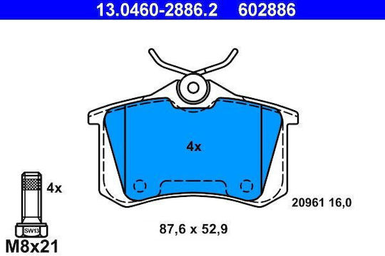 Bremsbeläge Audi A4 8e2 B6 Ate 13046028862