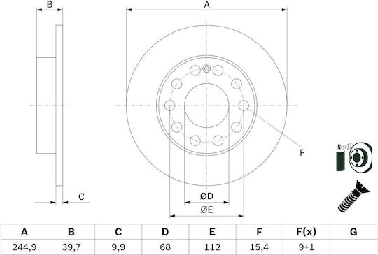 Bosch Brake Disc for Audi 80 / A4 Seat Exeo