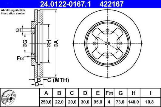Nissan Vanette C22 Ate 24012201671 Brake Disc